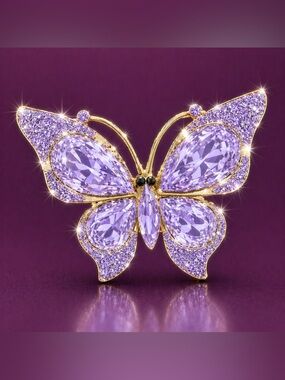 Crystal Rhinestone Purple Butterfly Keychain Bag Charm